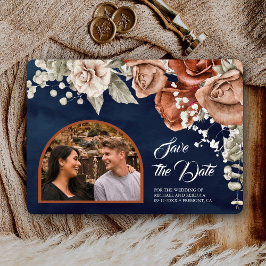 Reserve A Data Rosas Laranja Queimados Terracotta Marinho Floral 