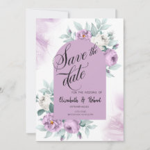 Rosas Lilás em Aquarela com Bolinhas Salve a Data