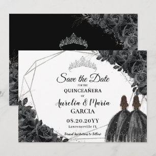 Reserve A Data Rosas Negras Gêmeas Florais XV Silver Quinceañera