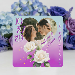 Reserve A Data Rosas Ombre Aquarela Azul Roxo Casamento de Primav