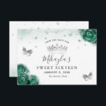 Reserve A Data Rosas Prateadas e Verdes Elegantes<br><div class="desc">Comemore um tema de festa verde e prata estilo princesa e está procurando ideias de papelaria elegante? Crie seu próprio modelo de convite "save the date" personalizado com um nome e outros detalhes de texto personalizados. A obra de arte floral original de Raphaela Wilson apresenta rosas em aquarela suave acentuadas...</div>