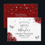 Reserve A Data Rosas Prateadas e Vermelhas Elegantes<br><div class="desc">Comemore um tema de festa luxuoso de vermelho e prata estilo princesa, e em busca de ideias de papelaria elegante? Crie seu próprio modelo de convites "save the date" DIY lindos e fáceis de adicionar um nome personalizado, data e outros detalhes de texto personalizado. A arte original e única de...</div>