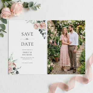 Reserve A Data Rosas Rosa Choque Com Foto Casamento Elegante