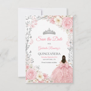 Reserve A Data Rosas Rosa Choque Douradas Quinceañera Salve a Dat