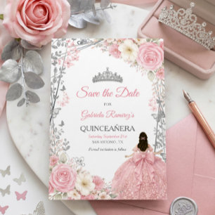 Reserve A Data Rosas Rosa Choque Douradas Quinceañera Salve a Dat