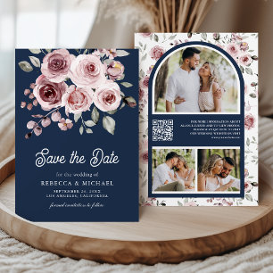 Reserve A Data Rosas Rosa Desbotado Código QR de Foto Casamento A