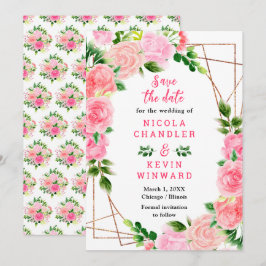 Reserve A Data Rosas Rosas com Folhagem Casamento