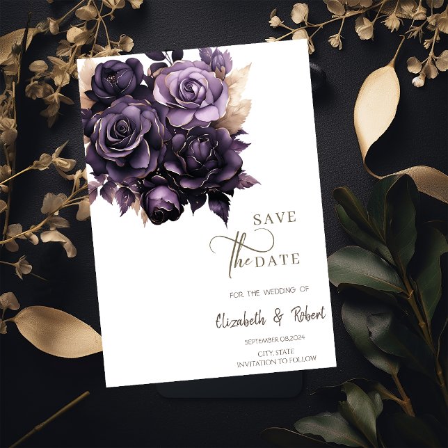 Reserve A Data Rosas Roxas Elegantes Salvam a Data (Criador carregado)