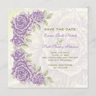 Reserve A Data Rosas roxos do vintage que wedding economias a