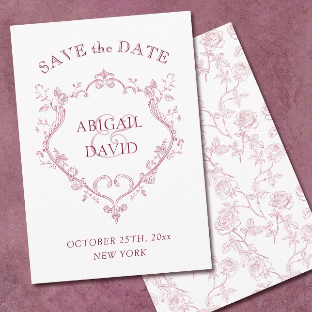Reserve A Data Rosas Save The Date Casamento Crest Burgundy (Criador carregado)