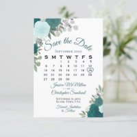 Rosas Teais Floral Elegante Boho Calendário de Cas