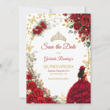 Rosas Vermelhas Borboletas Douradas Quinceañera