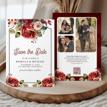 Rosas Vermelhas Código QR Floral Foto Casamento