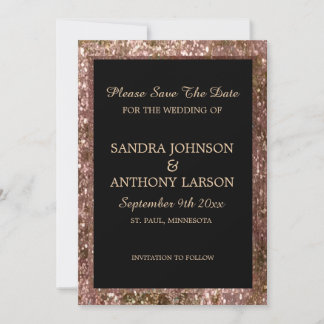 Reserve A Data Rose Gold Glitter Wedding Save The Date