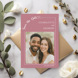 Reserve A Data Rose gold ivory modern photo wedding Save the Date