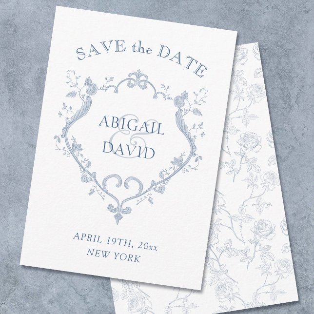 Reserve A Data Roses Blue Crest Wedding Save The Date (Criador carregado)