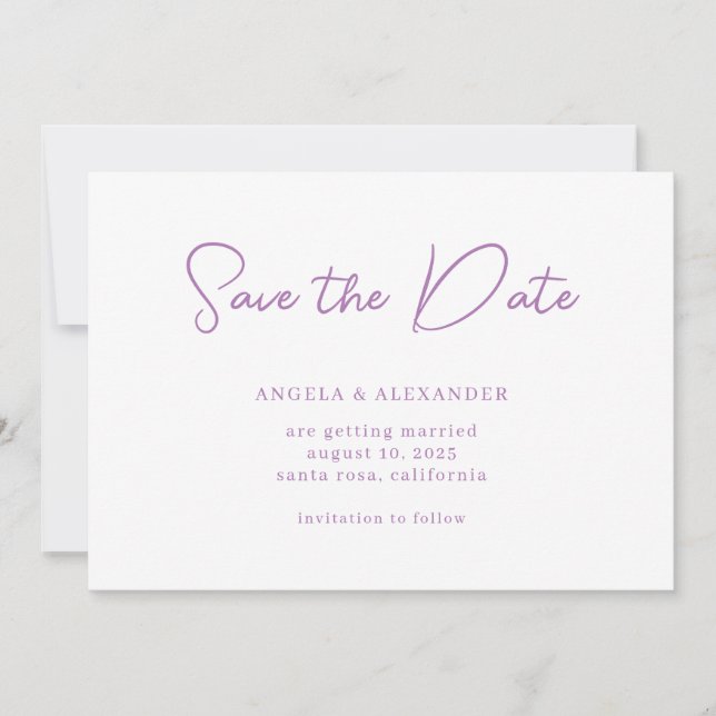 Reserve A Data Roteiro de Casamento Lavanda Moderno (Frente)