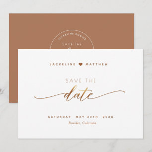 Reserve A Data Roteiro Elegante, Terracotta, Casamento Simples