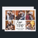 Reserve A Data Rótulo de Foto Moderna com Pincel 5<br><div class="desc">Cartão de Anúncio de Noivado com Data de Salvação de Casal com Foto em Rótulo de Pincel Moderno</div>