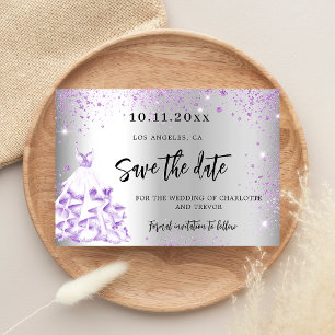 Reserve A Data Roupa prateada de casamento roxo salvar a data