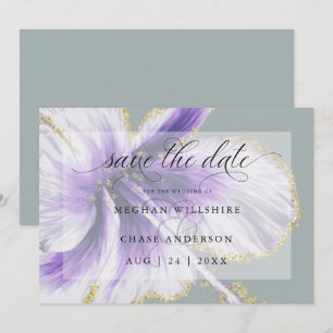 Reserve A Data Roxo Âmbar Flor Tropical Aquarela Salvar Th