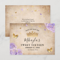 Roxo Claro e Dourado Pergaminho de Rosa Elegante