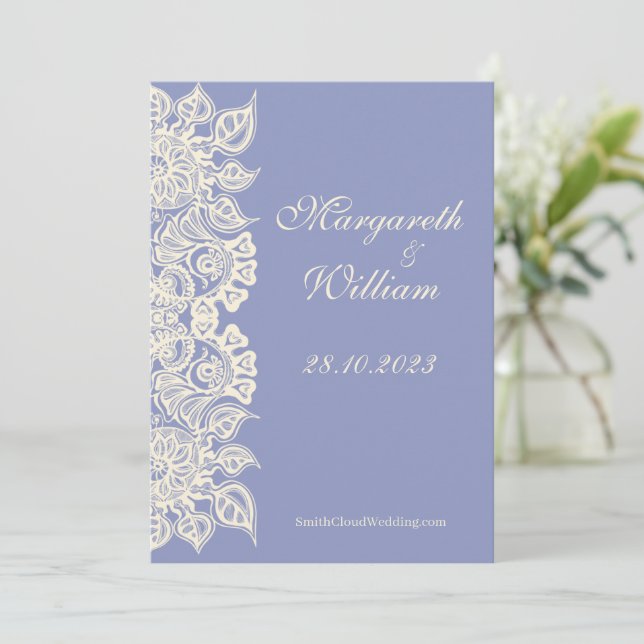 Reserve A Data Roxo Floral Lace Guarde A Placa De Data (Em pé/Frente)