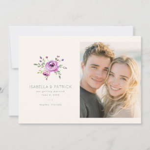 Reserve A Data Roxo Floral Romântico