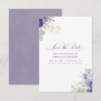 Roxo Lavanda Botânico Elegante Salve a Data