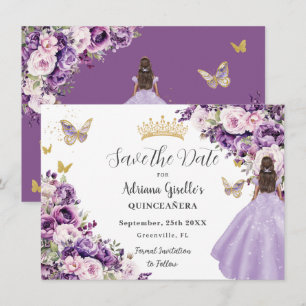 Reserve A Data Roxo Lilás Floral Quinceanera Salve A Data