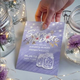 Reserve A Data Roxo Mason Jars Casamento Salvar Data