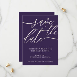 Reserve A Data Roxo Meia-Noite Save The Date Caligrafia