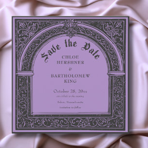 Reserve A Data Roxo Negro Gótico Medieval até Casamento da Morte