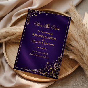 Reserve A Data Roxo Real Floral Dourado
