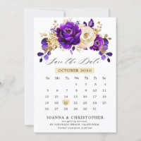 Roxo Real Violeta Dourado calendário Salvar a Data