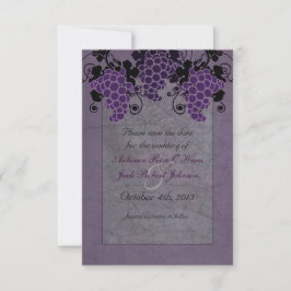 Reserve A Data Roxo Uvas Casamento Vintage Salve a Data
