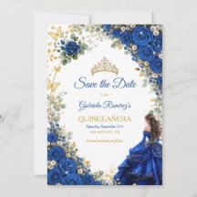 Royal Blue Golden Borboletas Quinceañera