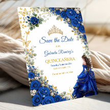 Royal Blue Golden Borboletas Quinceañera 