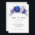 Reserve A Data Royal Blue Lilac Purple Floral Salvar a Data<br><div class="desc">Elegante tema floral da lavanda azul-lilás real salve o cartão de data com buquê elegante de flores azuis,  Marinhos,  prateadas,  lilás coloridas rosa e folhas verdes de eucalipto sábio. Entre em contato comigo para obter ajuda sobre a personalização ou se você precisar de outro produto com este design.</div>