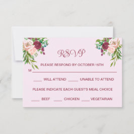 Reserve A Data RSVP de Casamento Rosa Romântico Burgundy Blush Pi
