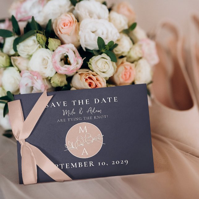 Reserve A Data Rubor Azul Marinho Casamento Moderno (Criador carregado)