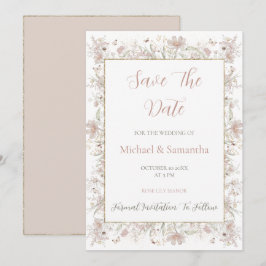 Reserve A Data Rubor e Primavera de Casamento com Flores Silvestr