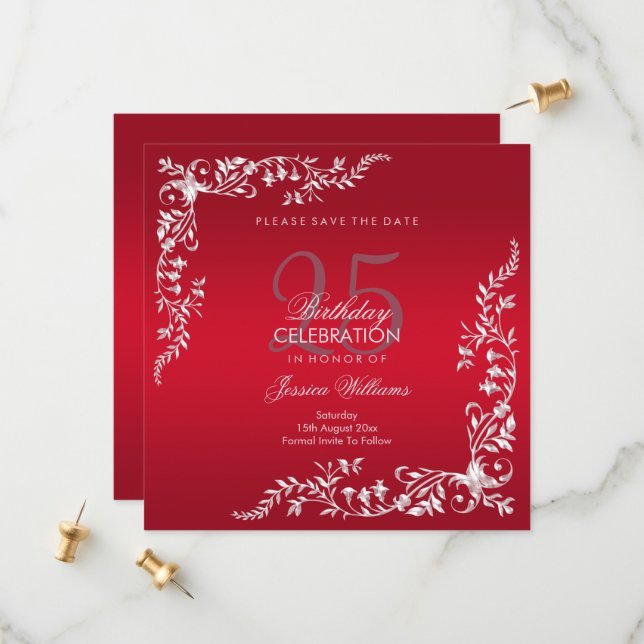 Reserve A Data Ruby Red Decoration 25 Birthday (Frente/Verso In Situ)