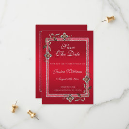 Reserve A Data Ruby Red Gems e Glitter Aniversário Glamoroso