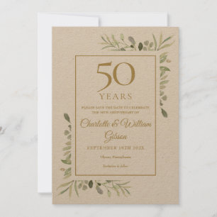 Reserve A Data Rustic 50th Golden Wedding Anniversary Greenery