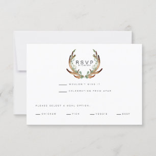 Reserve A Data Rustic Antler Watercolor RSVP Casamento