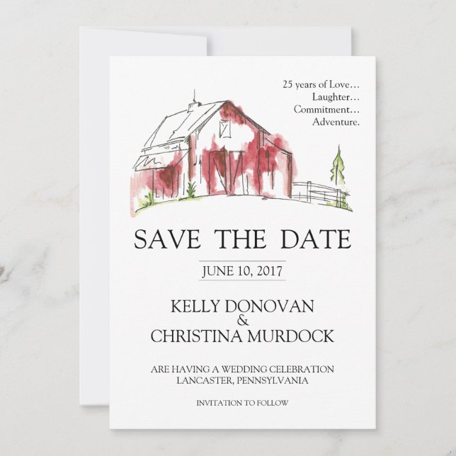 Reserve A Data Rustic Barn Wedding Save the Date (Frente)