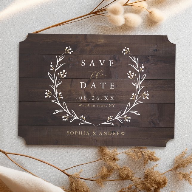 Reserve A Data Rustic Barn Wood Boho Floral (Rustic Barn Wood Boho Floral Country Save The Date)