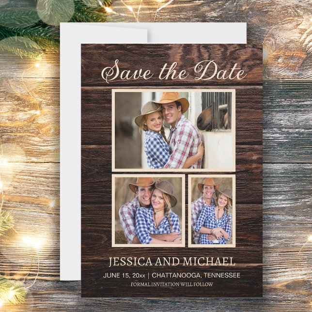 Reserve A Data Rustic Barn Wood Weding 3 Foto Salvar Data (Rustic wood photo wedding Save the Date)