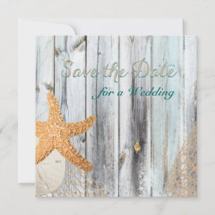 Reserve A Data Rustic Beach Starfish Casamento Salve a Data